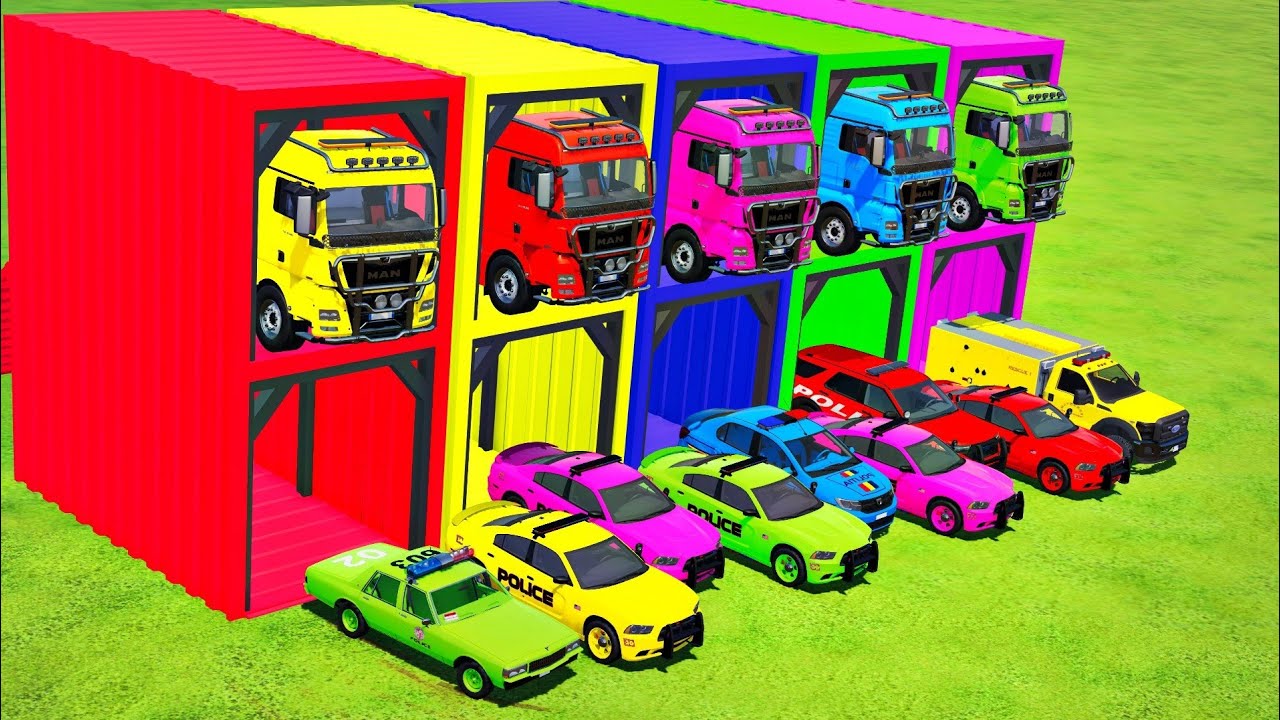 TRANSPORTING ALL POLICE CARS and AMBULANCE EMERGENCY VEHICLES WITH MERCEDES POLICE TRUCKS! FS22