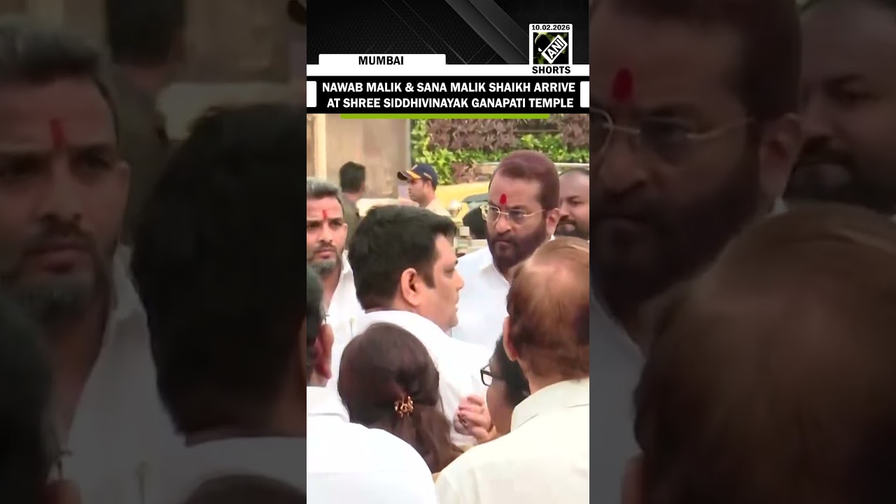 NCP Leaders Nawab Malik & Sana Malik Shaikh arrive at Shree Siddhivinayak Ganapati Temple