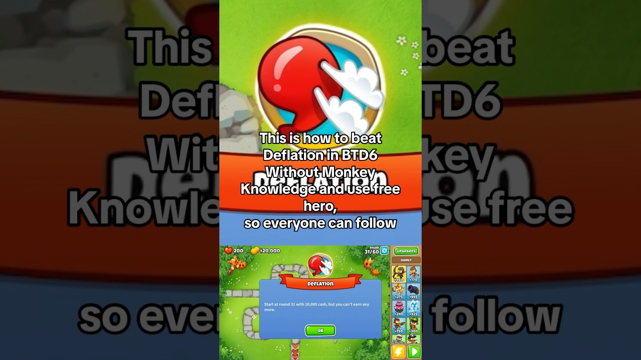 This is how to beat #Deflation in #btd6 Without #MonkeyKnowledge and use free #hero