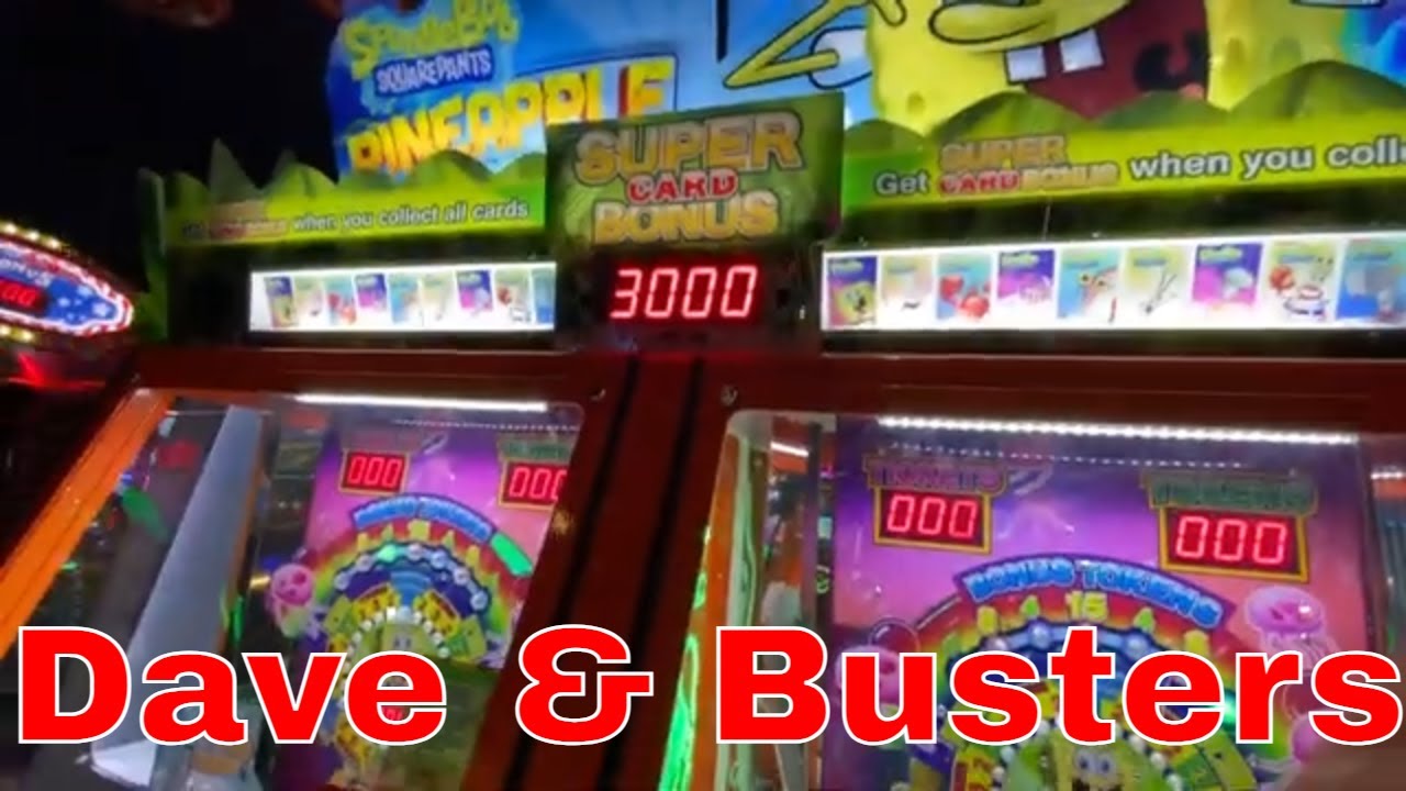 Dave & Busters Arcade - Spongebob Coin Pusher - Trying To Win a Gary