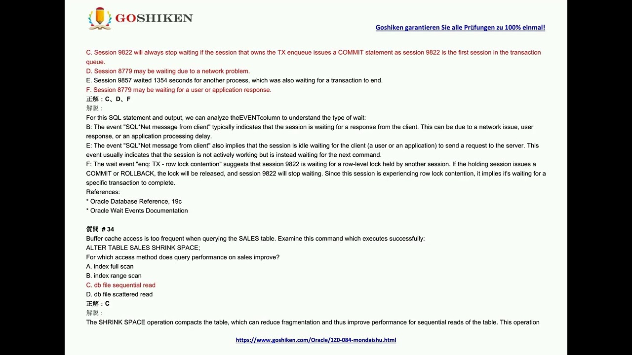 [2024-05] Goshiken Oracle 認定 1Z0-084 試験問題 (Q25-Q40)