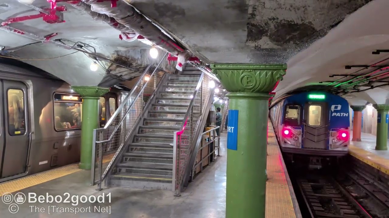 PATH Trains Meet at Newport Station (Jersey City, NJ)