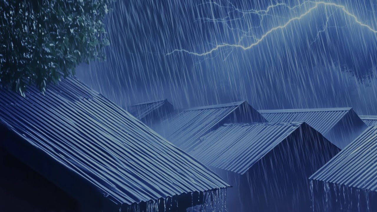 🔴 Relaxing Rain Sounds on Tin Roof for Deep Sleep, Rain Sounds for Sleeping, Heavy Rain and Thunder