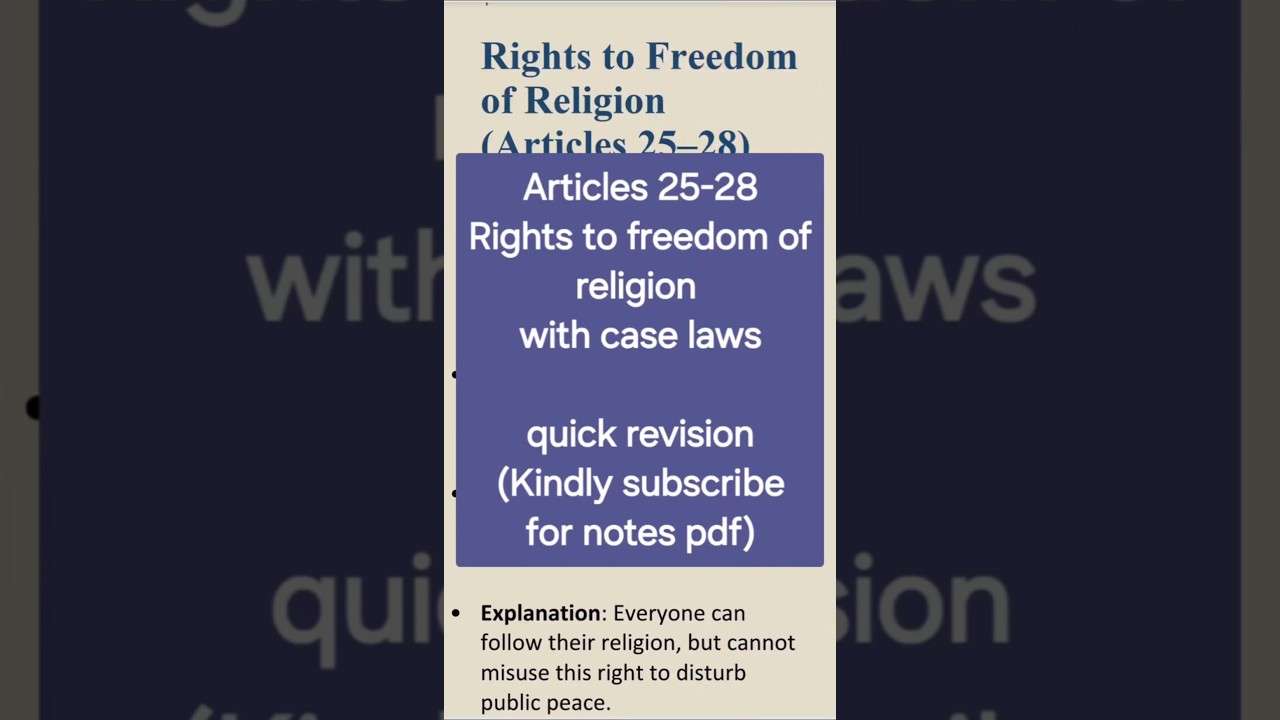 Articles 25&ndash;28 | Right to Freedom of Religion | Indian Polity | UPSC/PCS