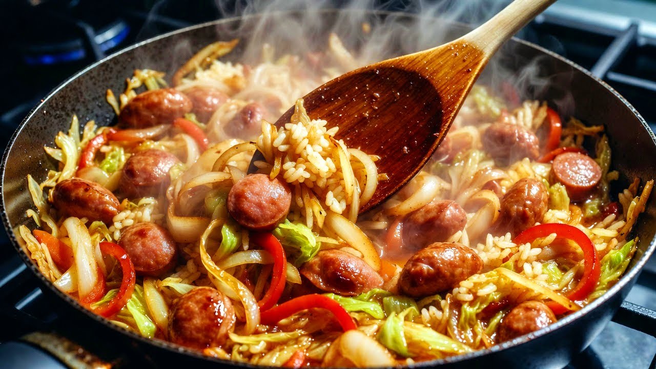 REIS, KOHL UND WURST – Unglaublich lecker und ein sehr schnelles Abendessen in 10 Minuten
