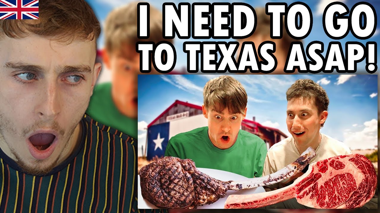 Brit Reacting to Brits try Texas Tomahawk Steak for the first time!