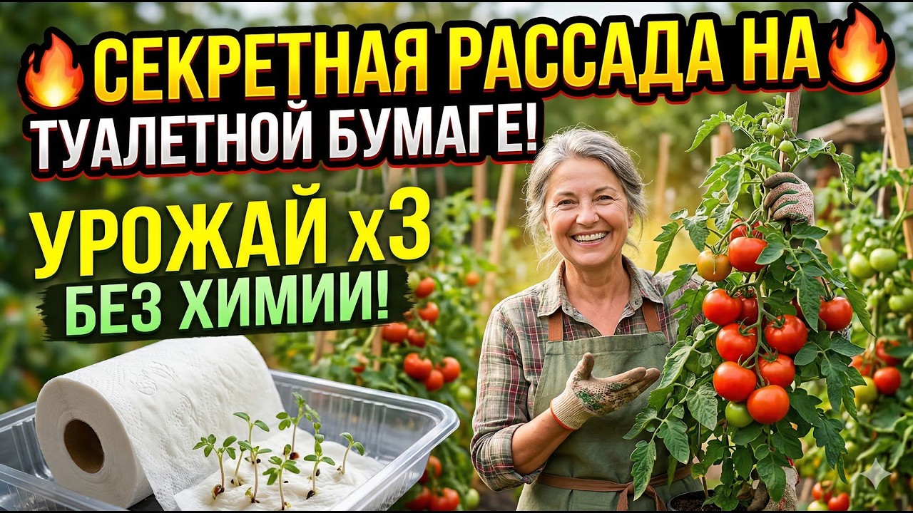 🔥 Секретная рассада томатов на ТУАЛЕТНОЙ БУМАГЕ! Урожай x3 без химии!