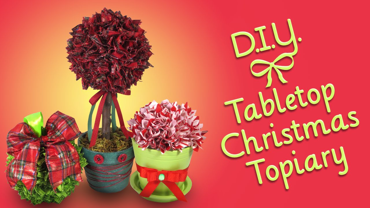 DIY Tabletop Christmas Topiary - Ribbon Craft/Ornament and Decoration
