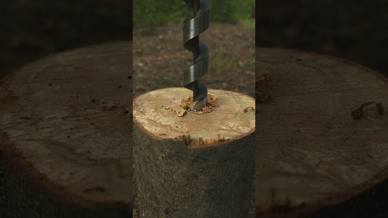 Making a rocket stove from a log 🪵🔥