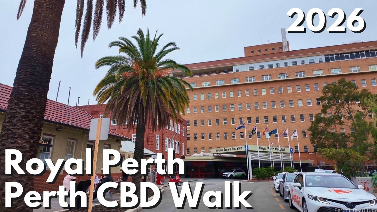 Perth CBD Walk 2026 &mdash; Royal Perth Hospital, St Mary&rsquo;s Cathedral & Victoria Square (4K)