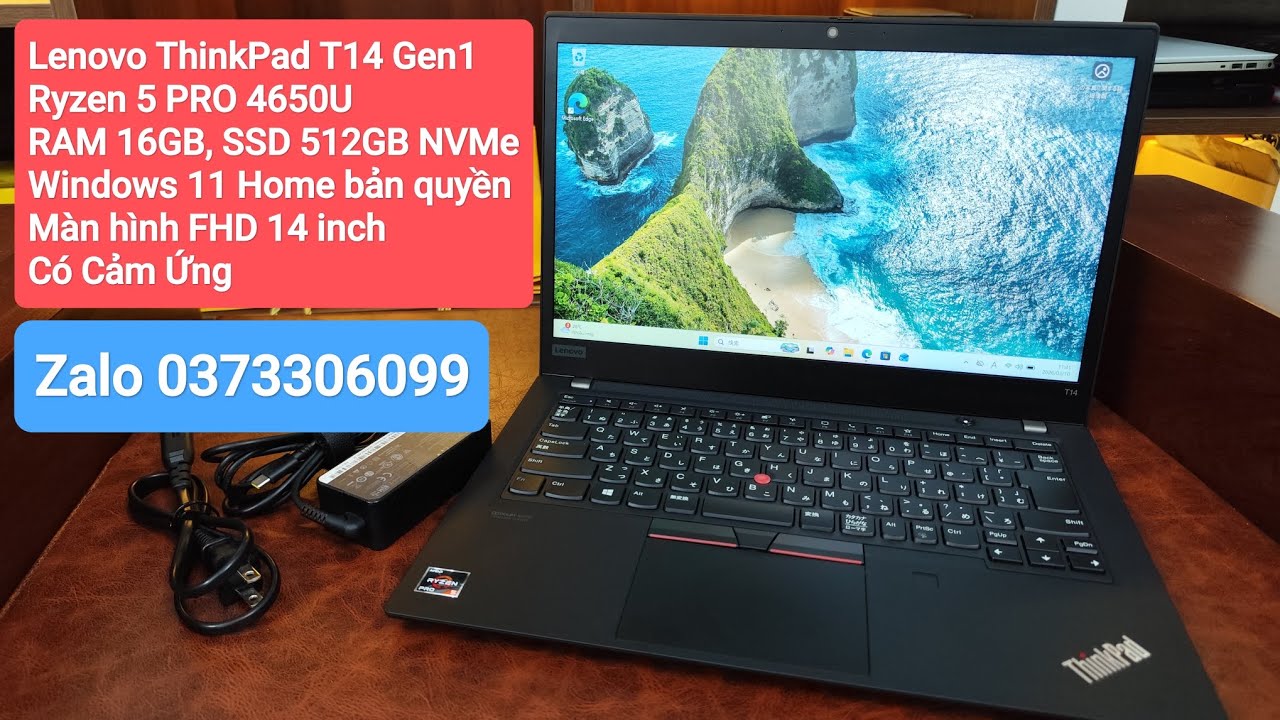 10/03 🔥Máy Đẹp Pin Đầy Có Cảm Ứng Lenovo ThinkPad T14 Gen1 Ryzen 5 PRO 4650U/RAM 16GB/SSD 512GB NVMe