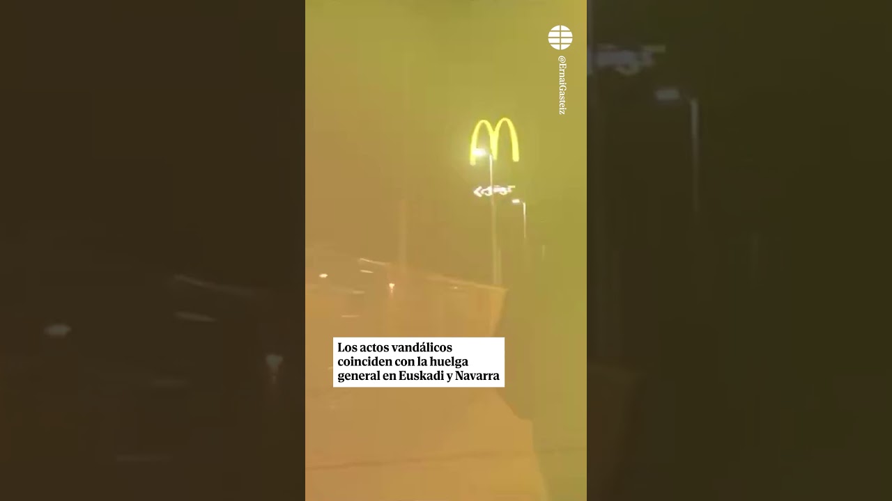 Vandalismo de las juventudes de Bildu durante la huelga general