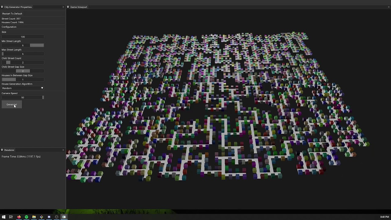 C++ City Generator 3D in DebEngine