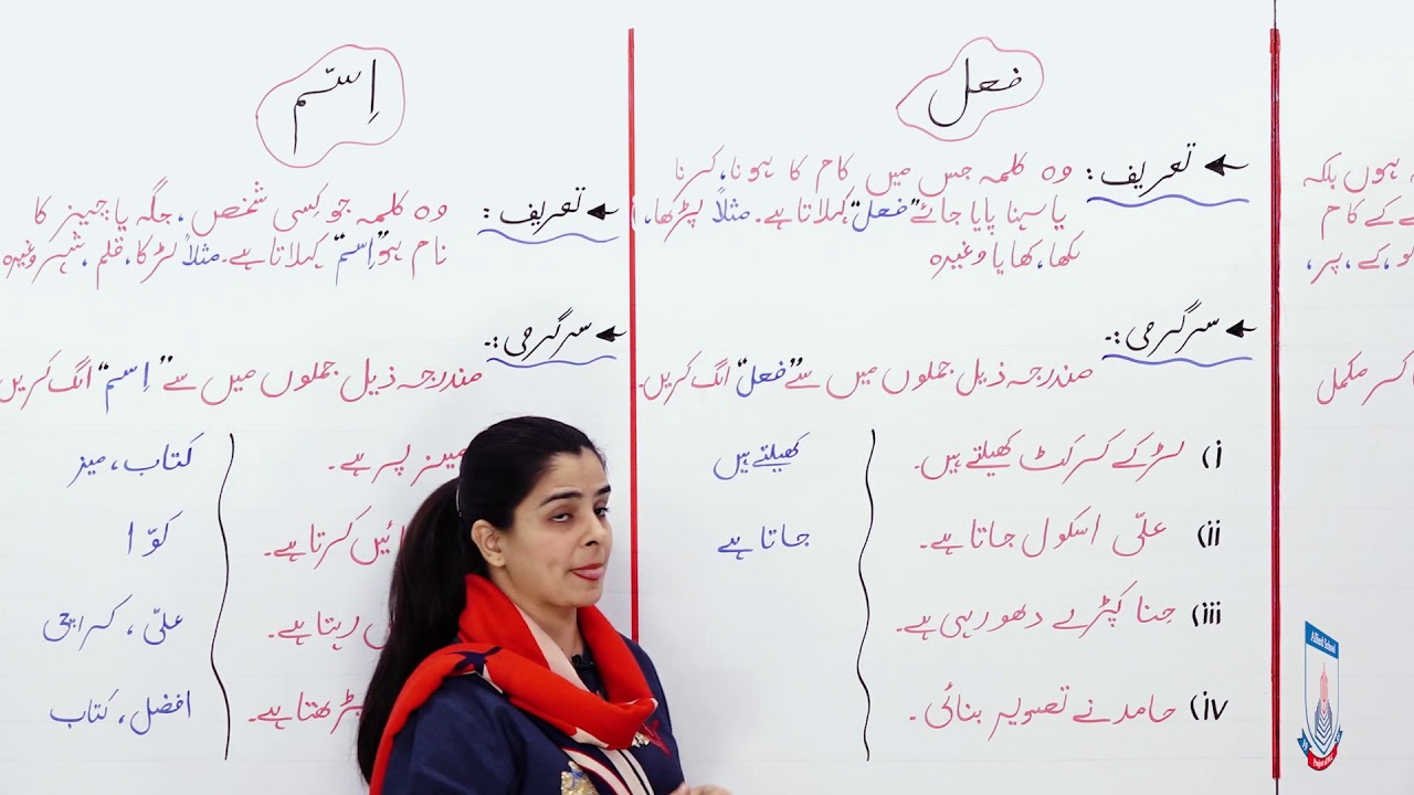 Class 4 - Urdu - Lecture 17 - Hisa Grammar - kalmay ki iqsam  - Allied School