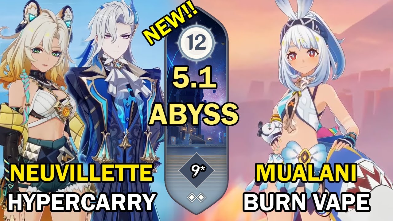 Neuvillette x Xilonen & Mualani | NEW Spiral Abyss Floor 12 (9 Stars) | Genshin Impact 5.1【原神】