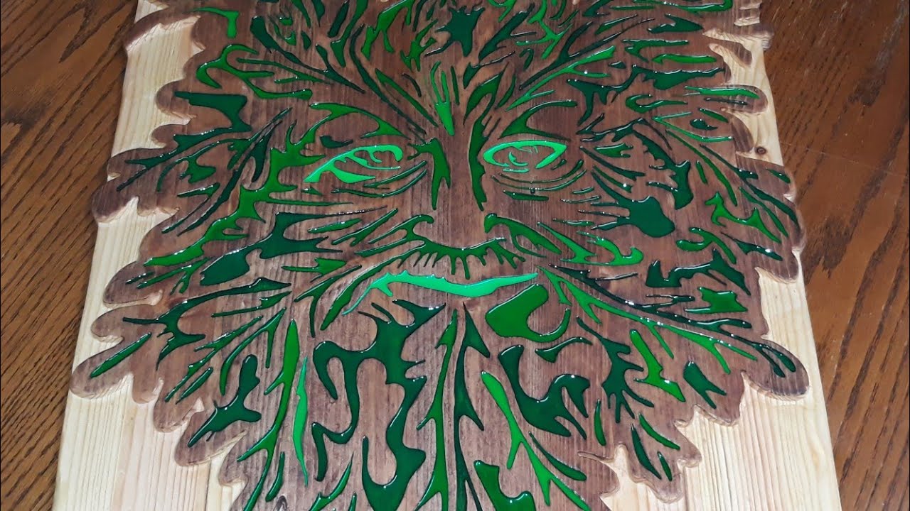 Green man with resin inlay,router project