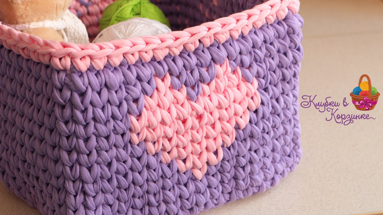 Квадратная корзинка крючком из пряжи Silena. #KVK