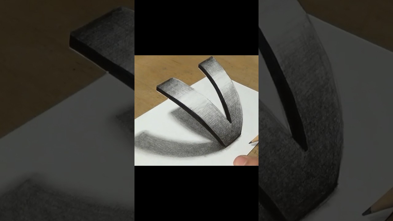Drawing 3D Letter V #art #drawing #short