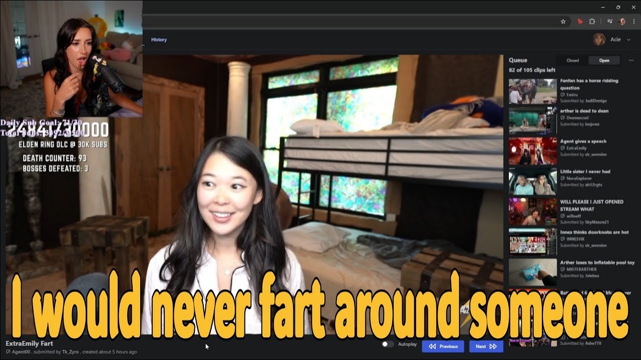 Acie reacts to Emily fart around Agent