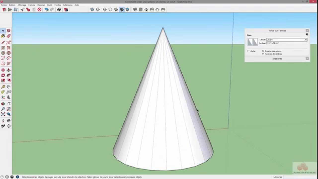 9 - Sketchup - Comment creer une sphere, un dome, un oeuf - Outil cercle part - 2