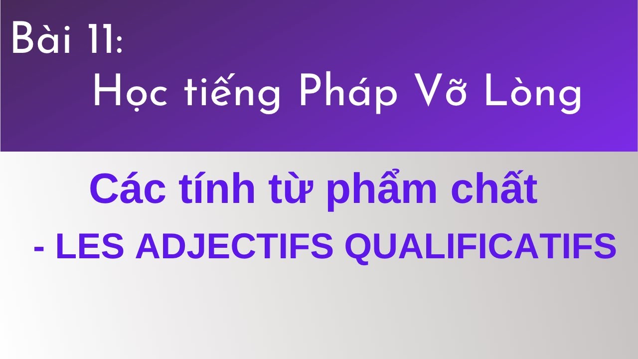 Bài 11 - Tự học Tiếng Pháp Vỡ Lòng - Các tính từ phẩm chất - LES  ADJECTIFS  QUALIFICATIFS
