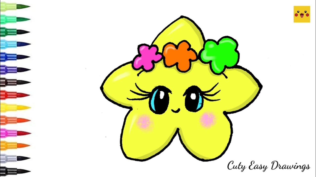 Easy Star Drawing For Kids | Star Drawing With Colour