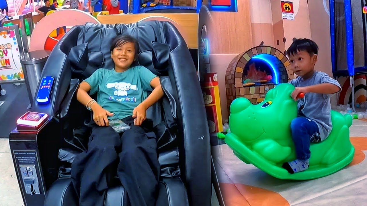 Naila Coba Kursi Pijat, Fikri Bermain Di Playground indoor Game Master Yogya Depok