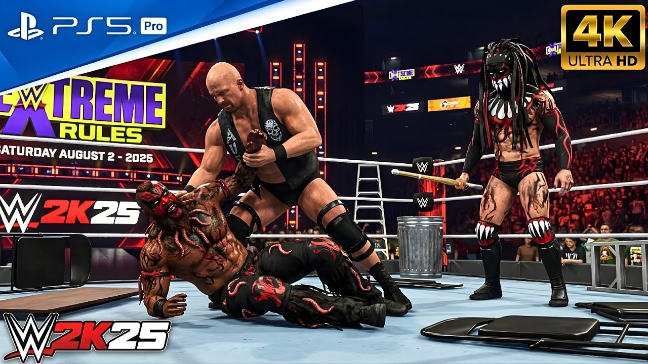 WWE 2K25 | Stone Cold vs Boogeyman vs Demon Finn Balor | Triple Threat Extreme Rule Match