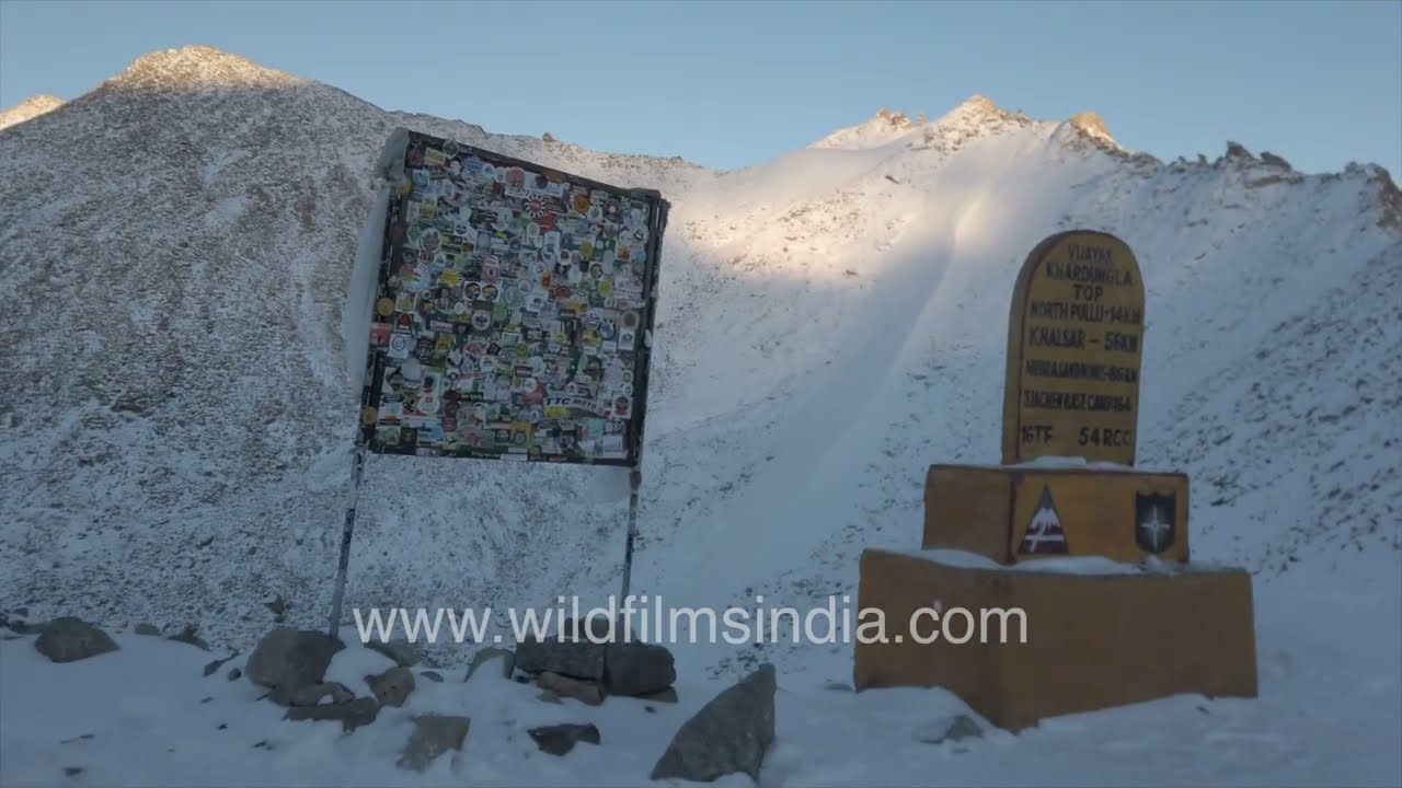 World's Highest Traffic Jam in Ladakh, India, at -10 degrees Celcius and circa 17, 500 feet altitude