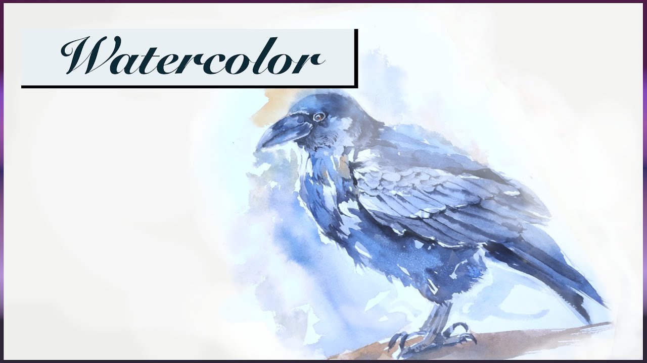 How to paint a RAVEN! With VOICEOVER! #watercolortutorial #watercolor