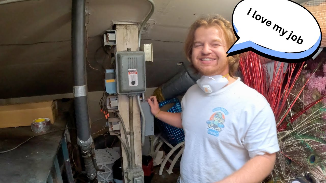 Climbing Inside and Cleaning a Frankenstein HVAC Unit - DISGUSTING