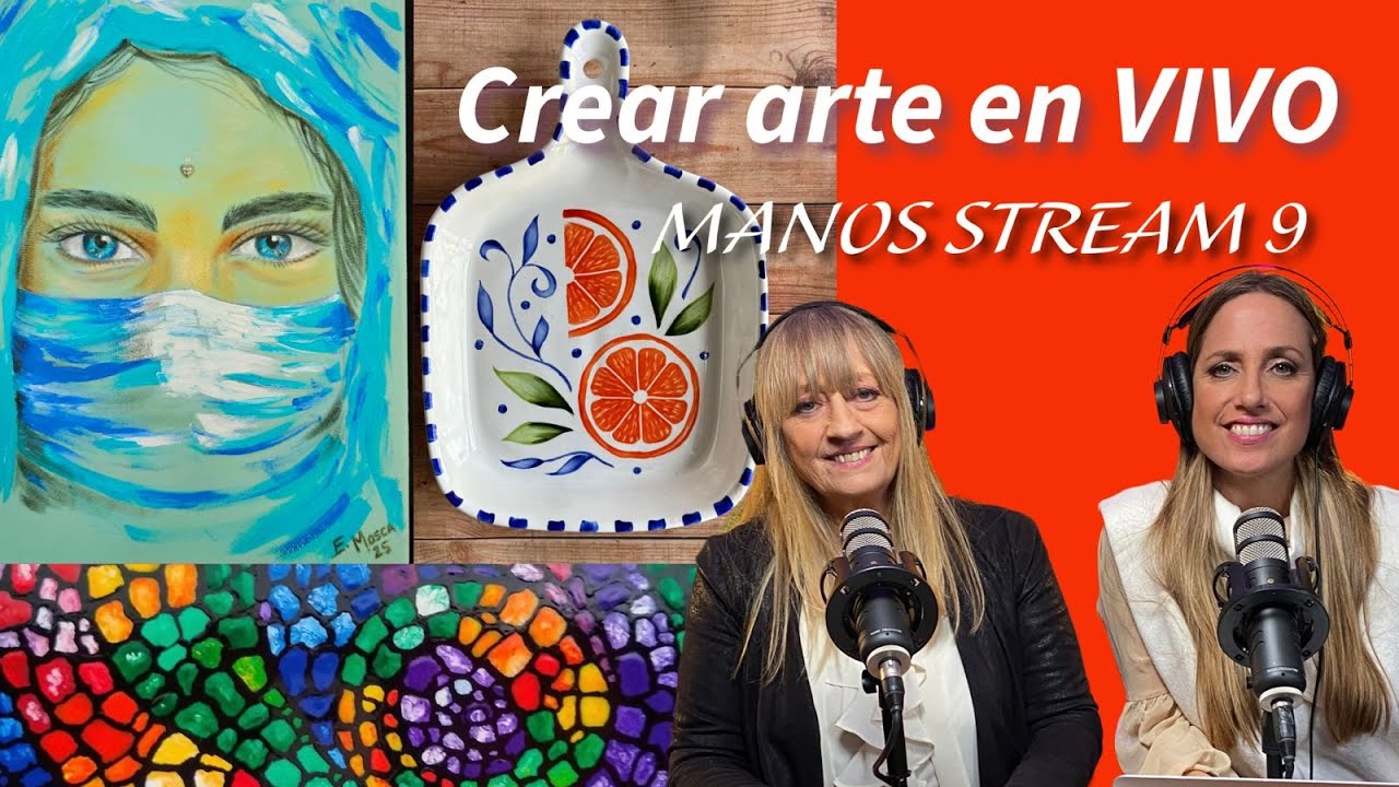 Manos Stream 2025 Programa 9 -  Trencadis sobre vidrio, pintura sobre cerámica y pintura sobre pana.