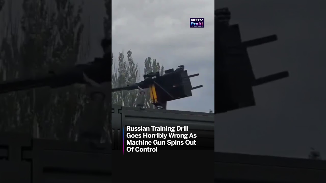 Watch: Russian Training Drill Goes Horribly Wrong as Machine Gun Spins Out of Control | #shorts
