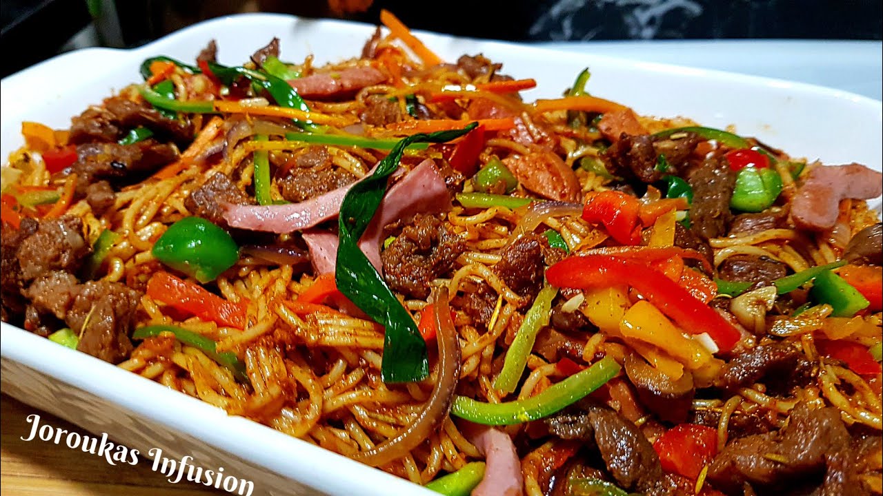 Сытные спагетти с говядиной, жареные в воке. Очень вкусный рецепт спагетти.