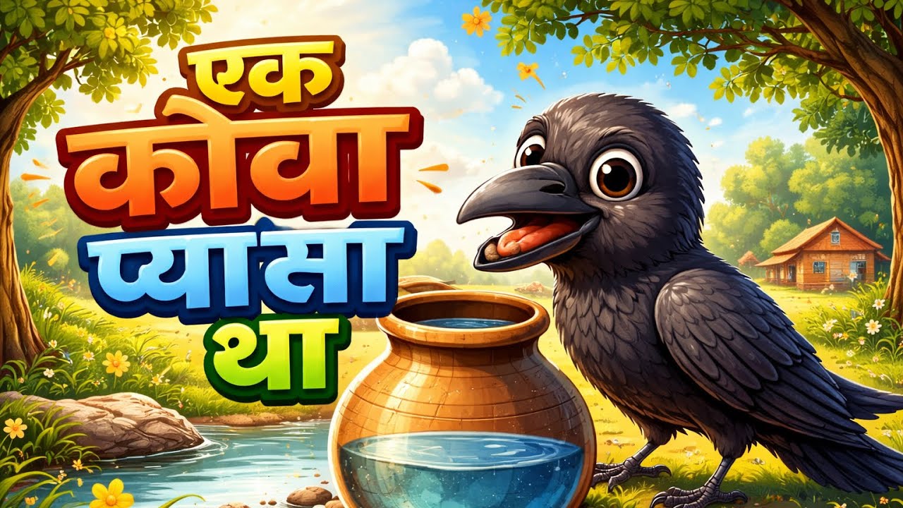 एक कौवा प्यासा था कविता |Pyasa Kauwa 🐦 |ચતુર કાગડો | Kids Moral Story Hindi| #pyasakauwa