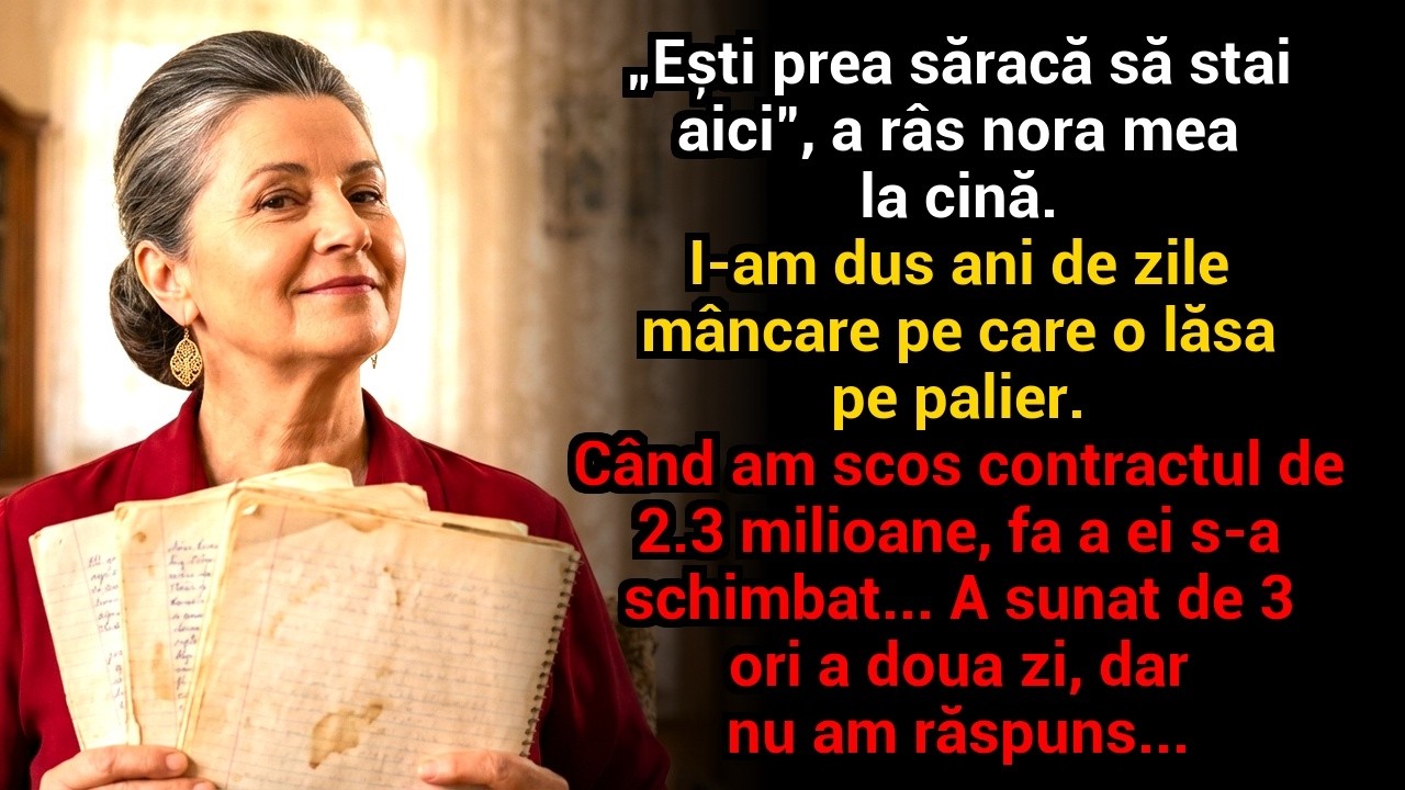 „Ești prea săracă să stai aici”, a râs nora mea la cină — Până când am scos contractul de $2.3M