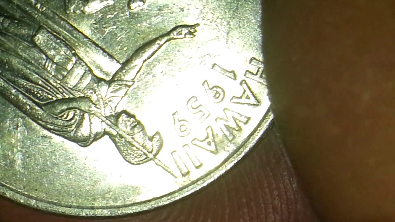 2008 P HAWAII STATE QUARTER DOUBLE CUD MINT ERROR OBVERSE AND REVERSE