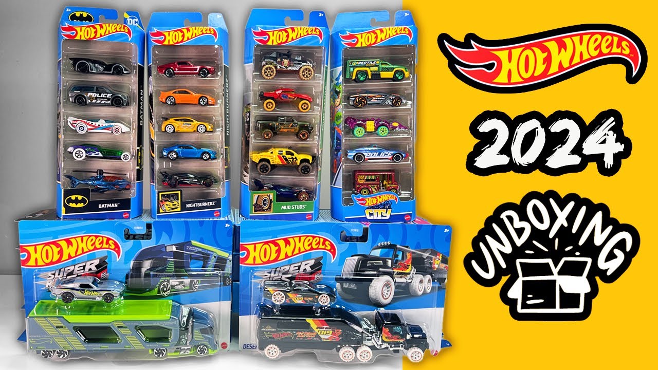 UNBOXING: 2024 Hot Wheels 5-packs Nightburnerz, Mud Studs, Batman, and Super Rigs Tall Order Hauler