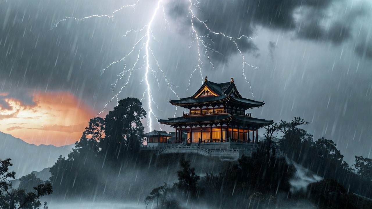 Heavy Rain & Thunder Black Screen | Sleep Sounds (1 Hour)