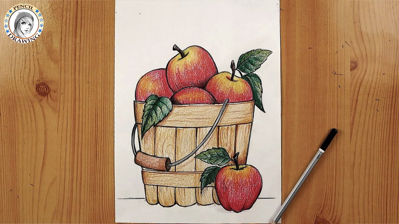 How to draw a basket of apples | appels drawing |كيف ترسم سلة التفاح | رسم تفاحة