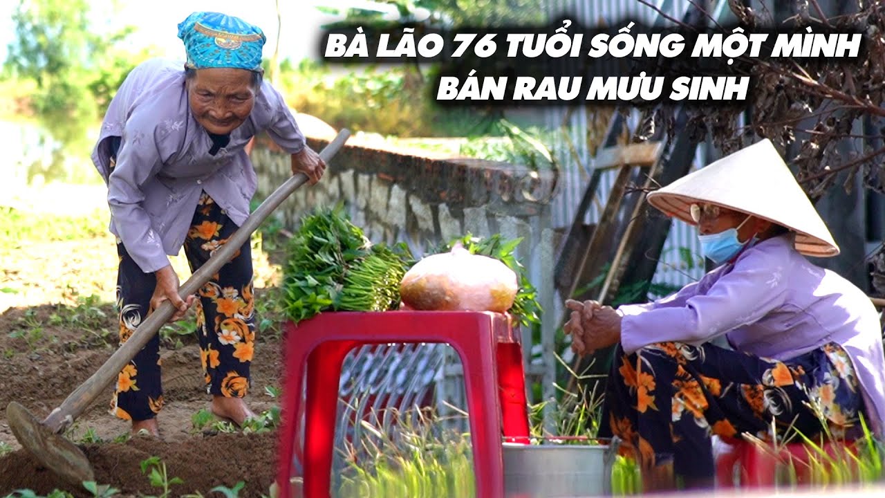 BÀ LÃO 76 TUỔI SỐNG MỘT MÌNH MƯU SINH BẰNG NGHỀ BÁN RAU