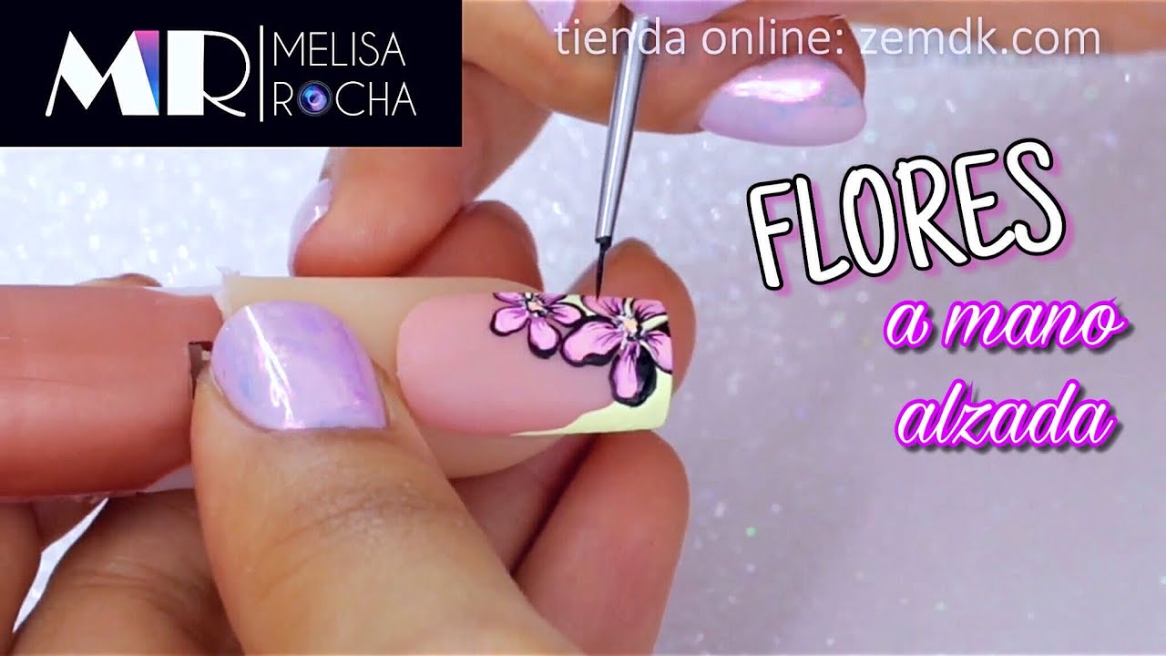 Uñas con diseño en Mano Alzada 💖pintura acrílica💖