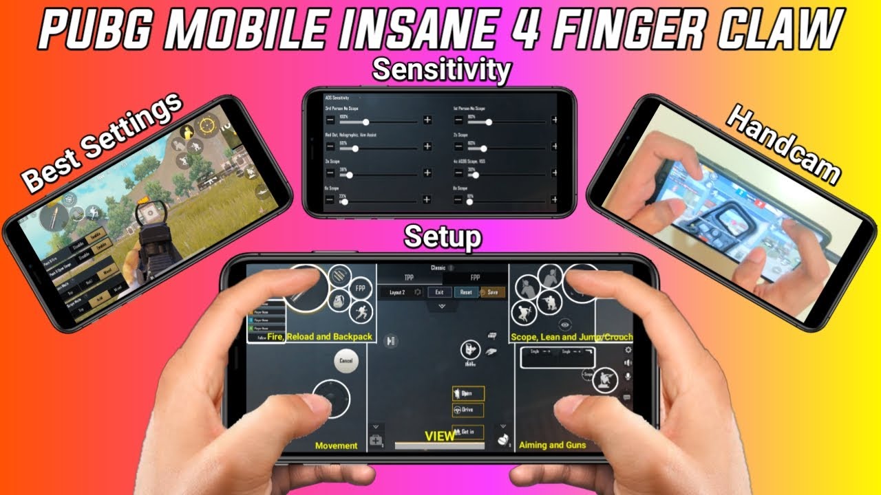 PUBG MOBILE INSANE 4 FINGER CLAW SETTING, SETUP AND SENSITIVITY