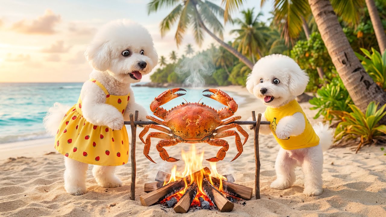STRANDED! 🏝️ Mother Dog & Puppy Survival Challenge on Desert Island