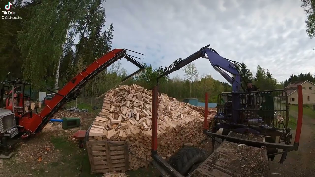 polttopuiden tekoa omatekoisella klapikoneella. 💪