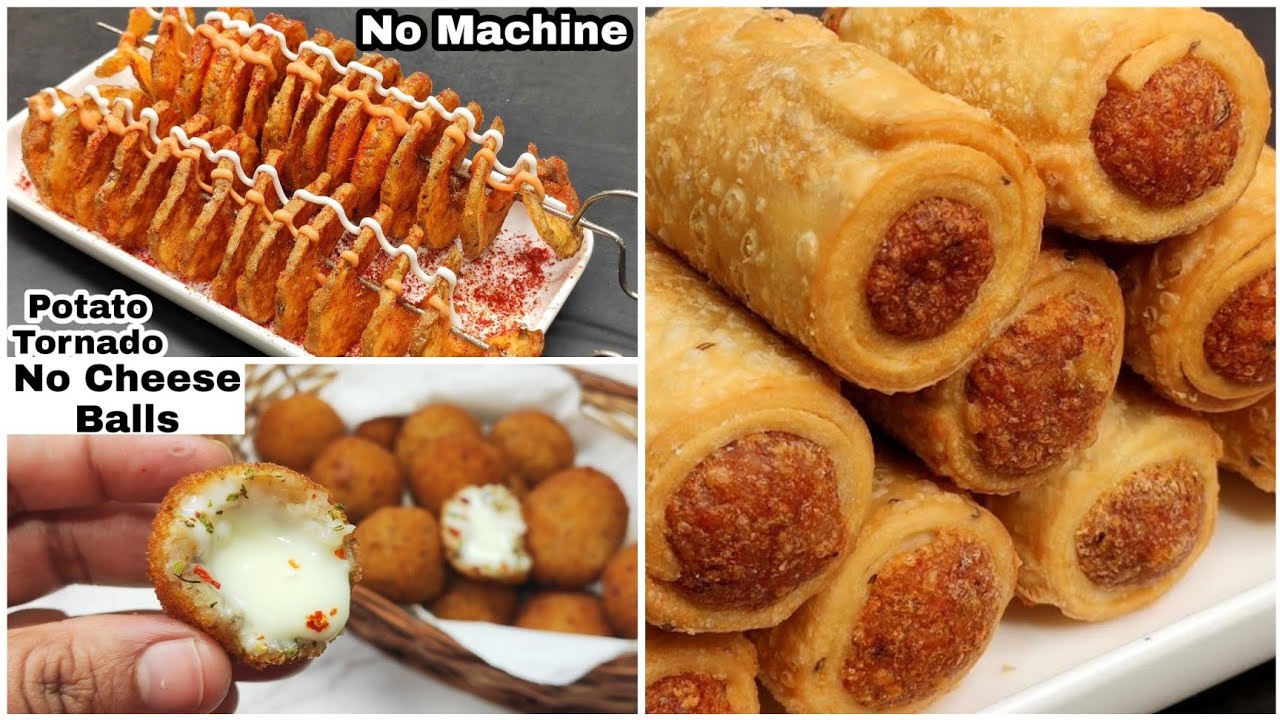 3 Evening Snacks Recipe| Potato Tornado,Cheese Balls & Potato Roll Samosa|10 मिनट वाला नाश्ता बनाए |