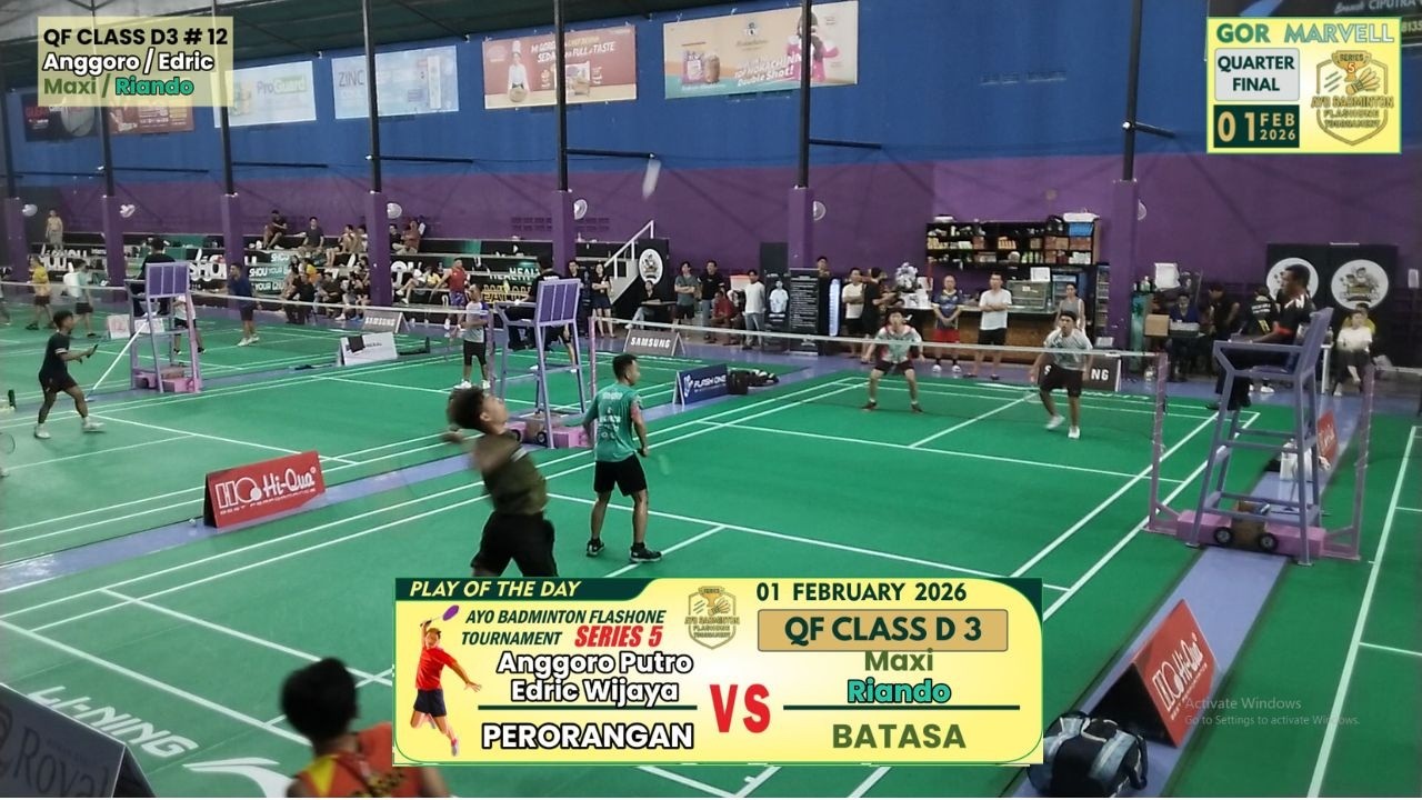 AYO BADMINTON SERIES 5 CLASS D3 #12 QF | ANGGORO + EDRIC (PERORANGAN) VS MAXI + RIANDO (BATASA)