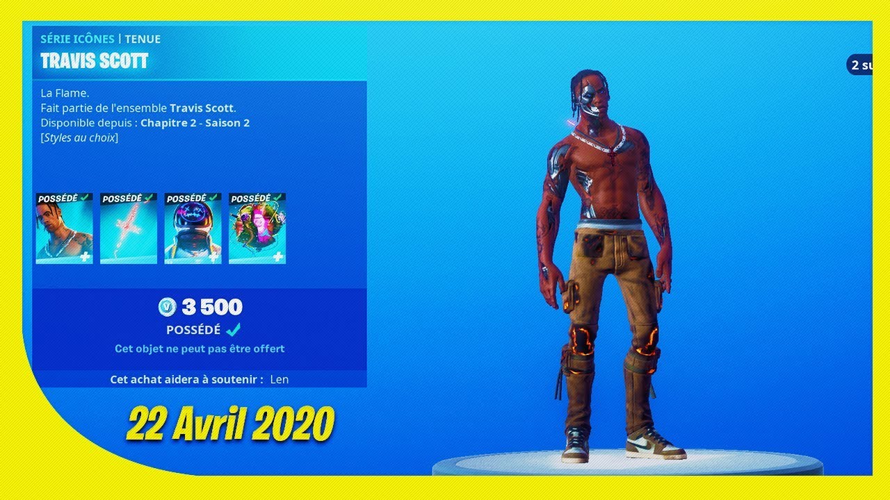 TRAVIS SCOTT 😍 - BOUTIQUE FORTNITE du 22 Avril 2020 !