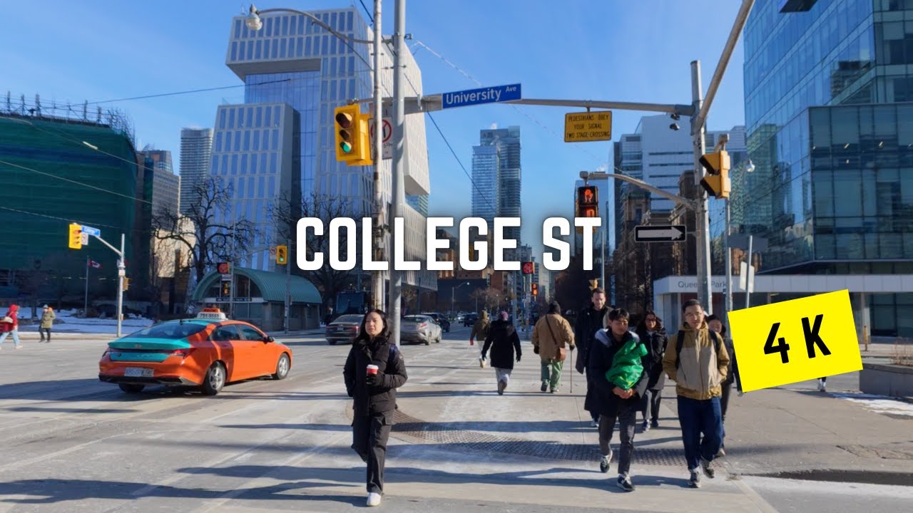 Toronto 🇨🇦 Walking Tour | College St from Spadina Ave to Yonge St, 4K