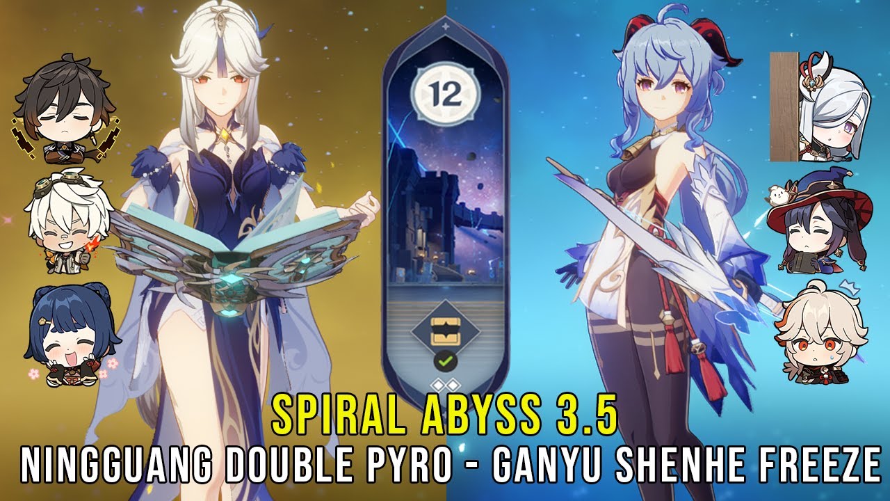 C6 Ningguang Double Pyro and C0 Ganyu Shenhe Freeze - Genshin Impact Abyss 3.5 - Floor 12 9 Stars